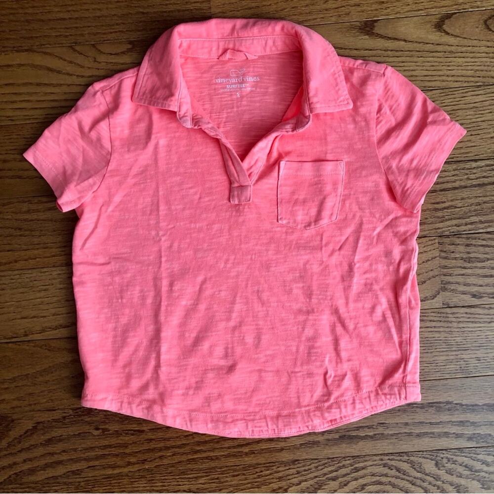 Vineyard Vines SurfTee Polo Shirt Cotton Fluorescent Orange Boy’s Size S (7/8) - Picture 8 of 8